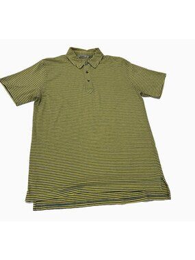 Tasc Performance Polo Mens Medium Stripe Organic Cotton Stretch Bamboo